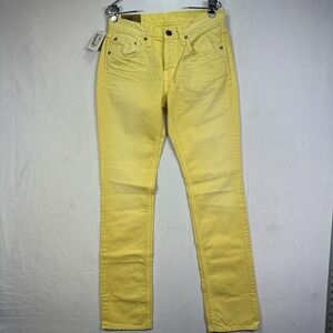J Brand Kane Slim Fit Jeans Mens 29 x 33 Fade Lemon Yellow Denim Pants NEW $209